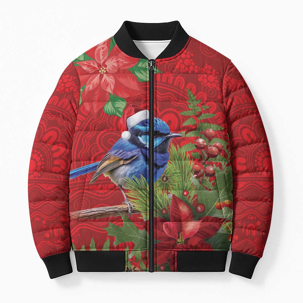 Aussie Superb Fairywren Bird Bomber Puffer Jacket Aboriginal Inspired Christmas - Aussie Hoodie