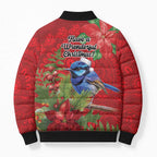 Aussie Superb Fairywren Bird Bomber Puffer Jacket Aboriginal Inspired Christmas - Aussie Hoodie