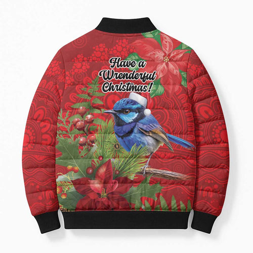 Aussie Superb Fairywren Bird Bomber Puffer Jacket Aboriginal Inspired Christmas - Aussie Hoodie