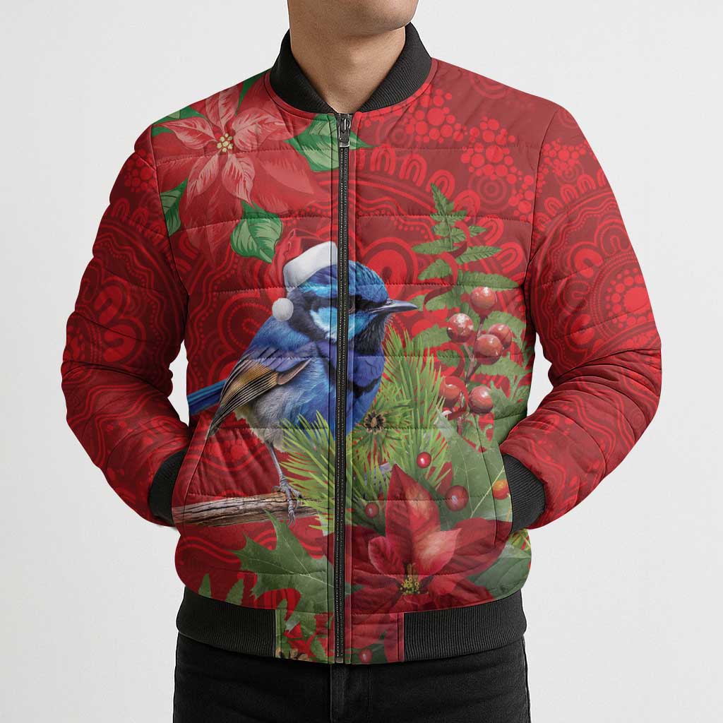 Aussie Superb Fairywren Bird Bomber Puffer Jacket Aboriginal Inspired Christmas - Aussie Hoodie