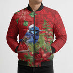 Aussie Superb Fairywren Bird Bomber Puffer Jacket Aboriginal Inspired Christmas - Aussie Hoodie