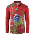 Aussie Superb Fairywren Bird Button Sweatshirt Aboriginal Inspired Christmas - Aussie Hoodie