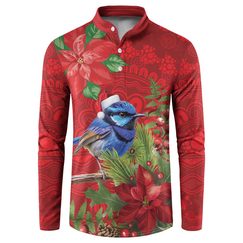 Aussie Superb Fairywren Bird Button Sweatshirt Aboriginal Inspired Christmas - Aussie Hoodie