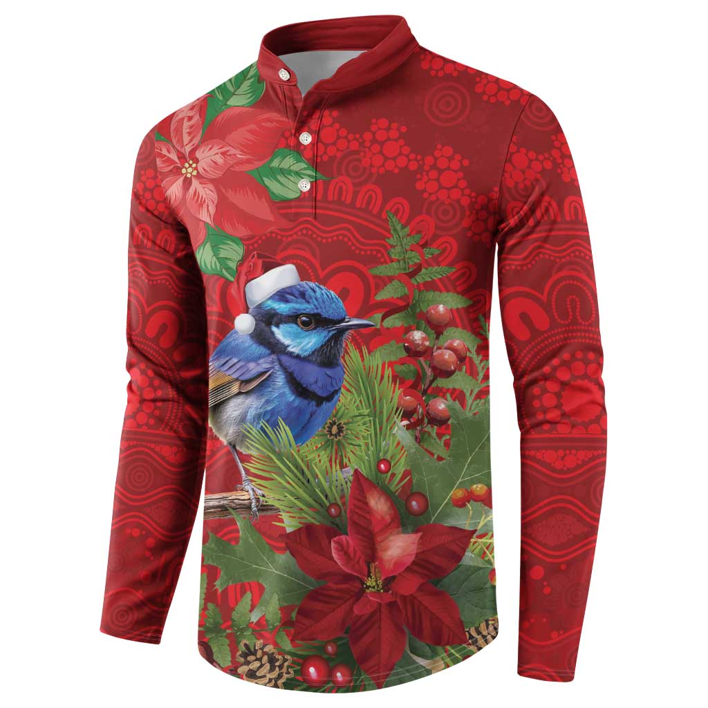 Aussie Superb Fairywren Bird Button Sweatshirt Aboriginal Inspired Christmas - Aussie Hoodie
