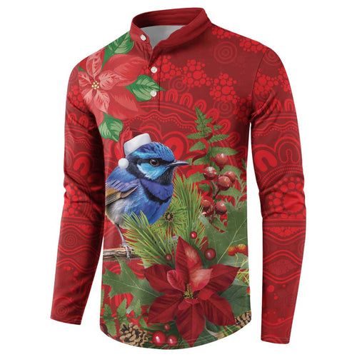 Aussie Superb Fairywren Bird Button Sweatshirt Aboriginal Inspired Christmas - Aussie Hoodie