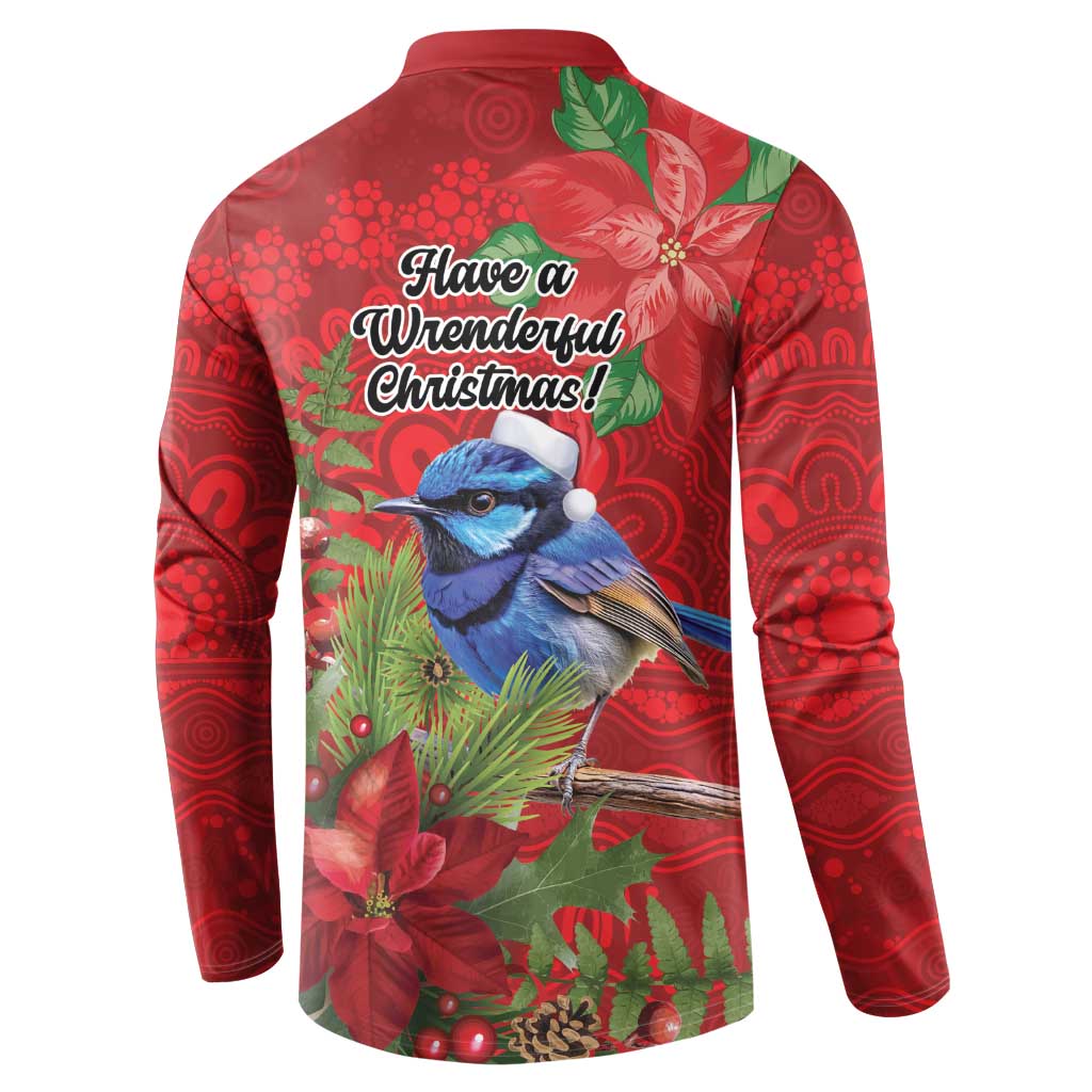 Aussie Superb Fairywren Bird Button Sweatshirt Aboriginal Inspired Christmas - Aussie Hoodie