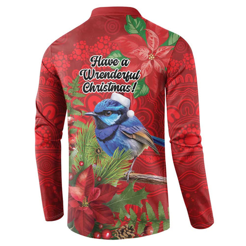 Aussie Superb Fairywren Bird Button Sweatshirt Aboriginal Inspired Christmas - Aussie Hoodie