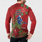 Aussie Superb Fairywren Bird Button Sweatshirt Aboriginal Inspired Christmas - Aussie Hoodie