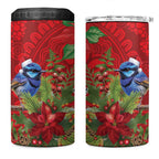 Aussie Superb Fairywren Bird 4 in 1 Can Cooler Tumbler Aboriginal Inspired Christmas - Aussie Hoodie
