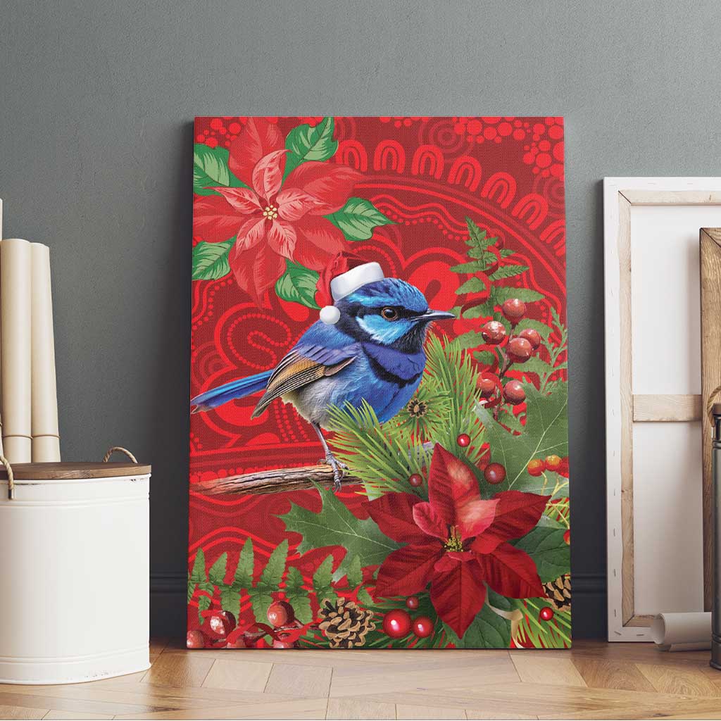 Aussie Superb Fairywren Bird Canvas Wall Art Aboriginal Inspired Christmas - Aussie Hoodie