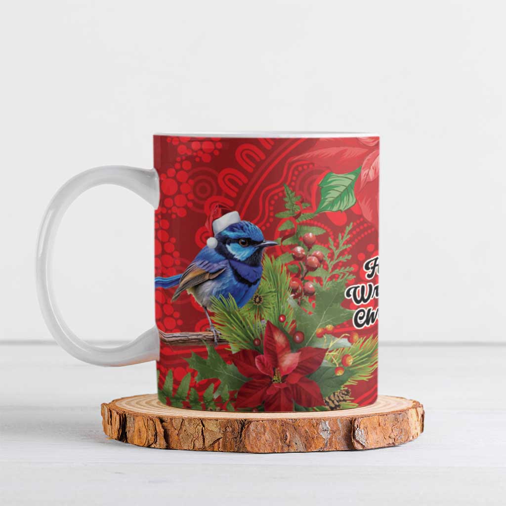 Aussie Superb Fairywren Bird Ceramic Mug Aboriginal Inspired Christmas - Aussie Hoodie