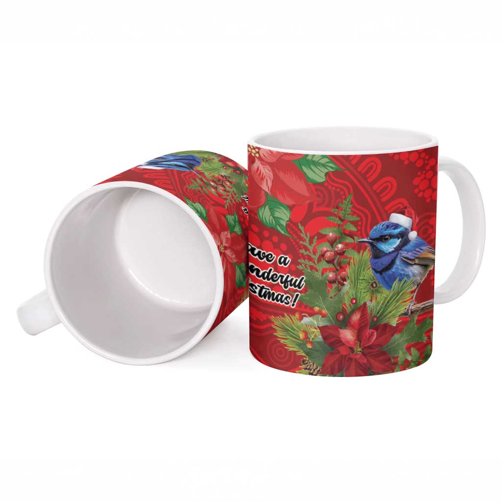 Aussie Superb Fairywren Bird Ceramic Mug Aboriginal Inspired Christmas - Aussie Hoodie