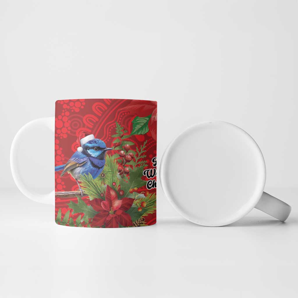 Aussie Superb Fairywren Bird Ceramic Mug Aboriginal Inspired Christmas - Aussie Hoodie