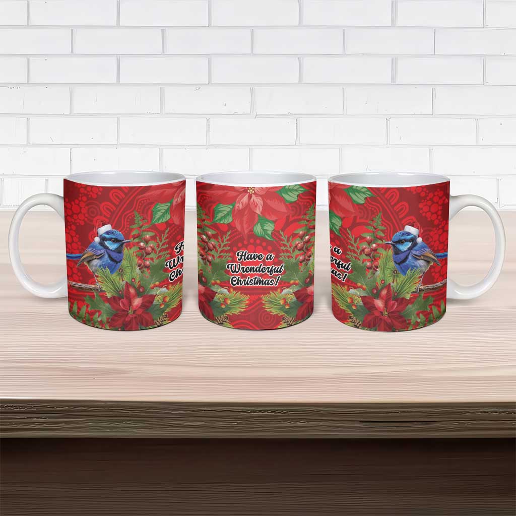 Aussie Superb Fairywren Bird Ceramic Mug Aboriginal Inspired Christmas - Aussie Hoodie
