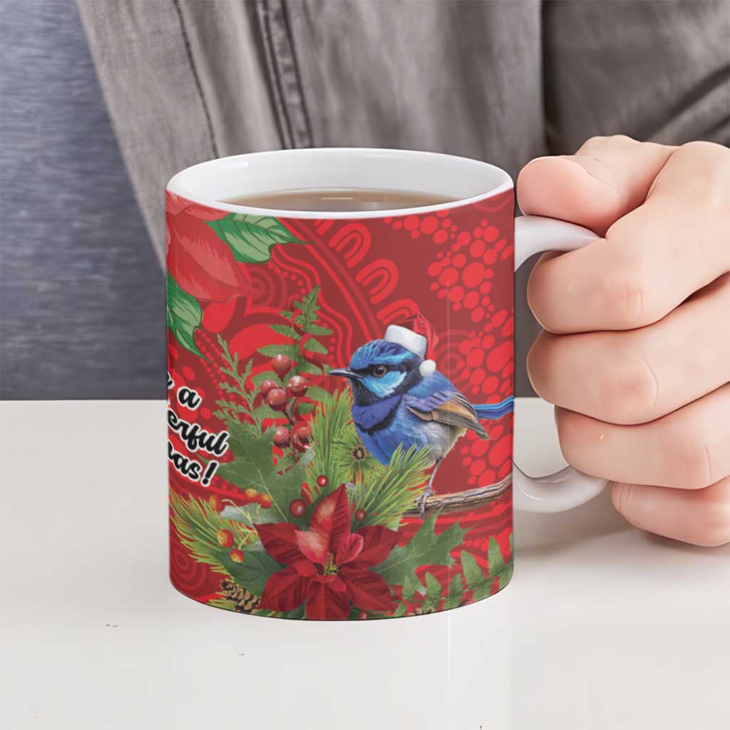 Aussie Superb Fairywren Bird Ceramic Mug Aboriginal Inspired Christmas - Aussie Hoodie