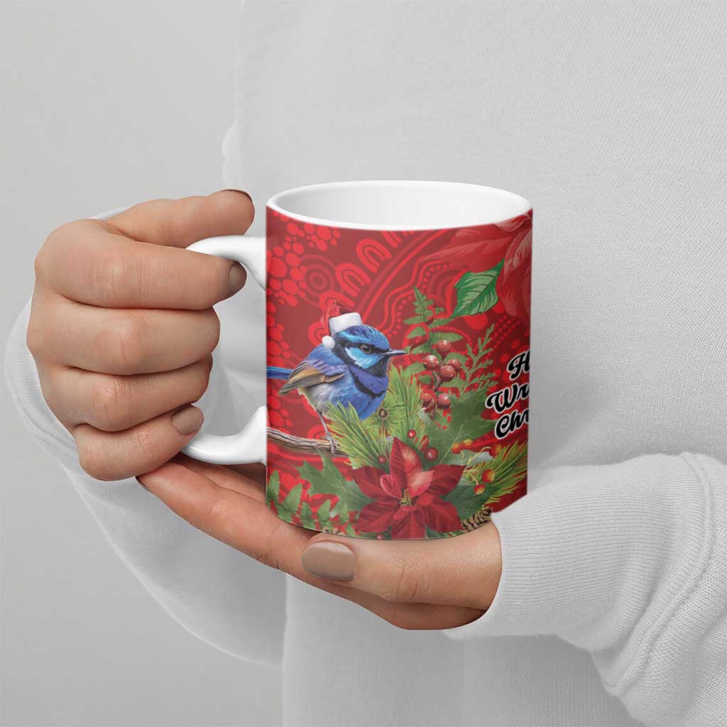 Aussie Superb Fairywren Bird Ceramic Mug Aboriginal Inspired Christmas - Aussie Hoodie