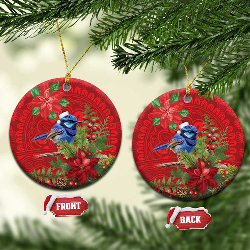 Aussie Superb Fairywren Bird Ceramic Ornament Aboriginal Inspired Christmas - Aussie Hoodie