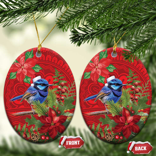 Aussie Superb Fairywren Bird Ceramic Ornament Aboriginal Inspired Christmas - Aussie Hoodie