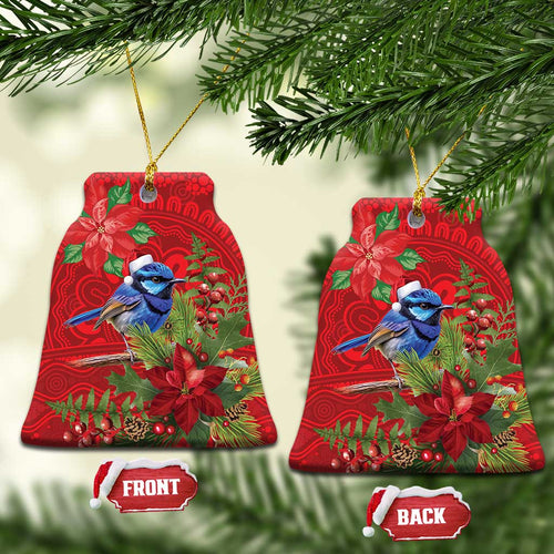 Aussie Superb Fairywren Bird Ceramic Ornament Aboriginal Inspired Christmas - Aussie Hoodie
