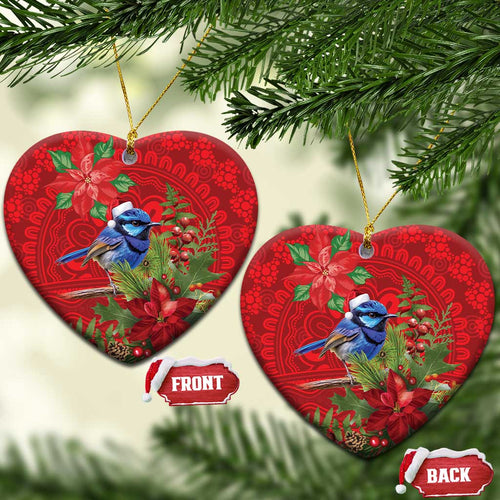 Aussie Superb Fairywren Bird Ceramic Ornament Aboriginal Inspired Christmas - Aussie Hoodie