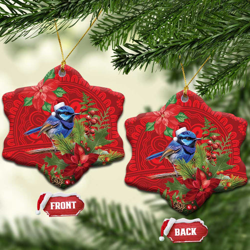 Aussie Superb Fairywren Bird Ceramic Ornament Aboriginal Inspired Christmas - Aussie Hoodie