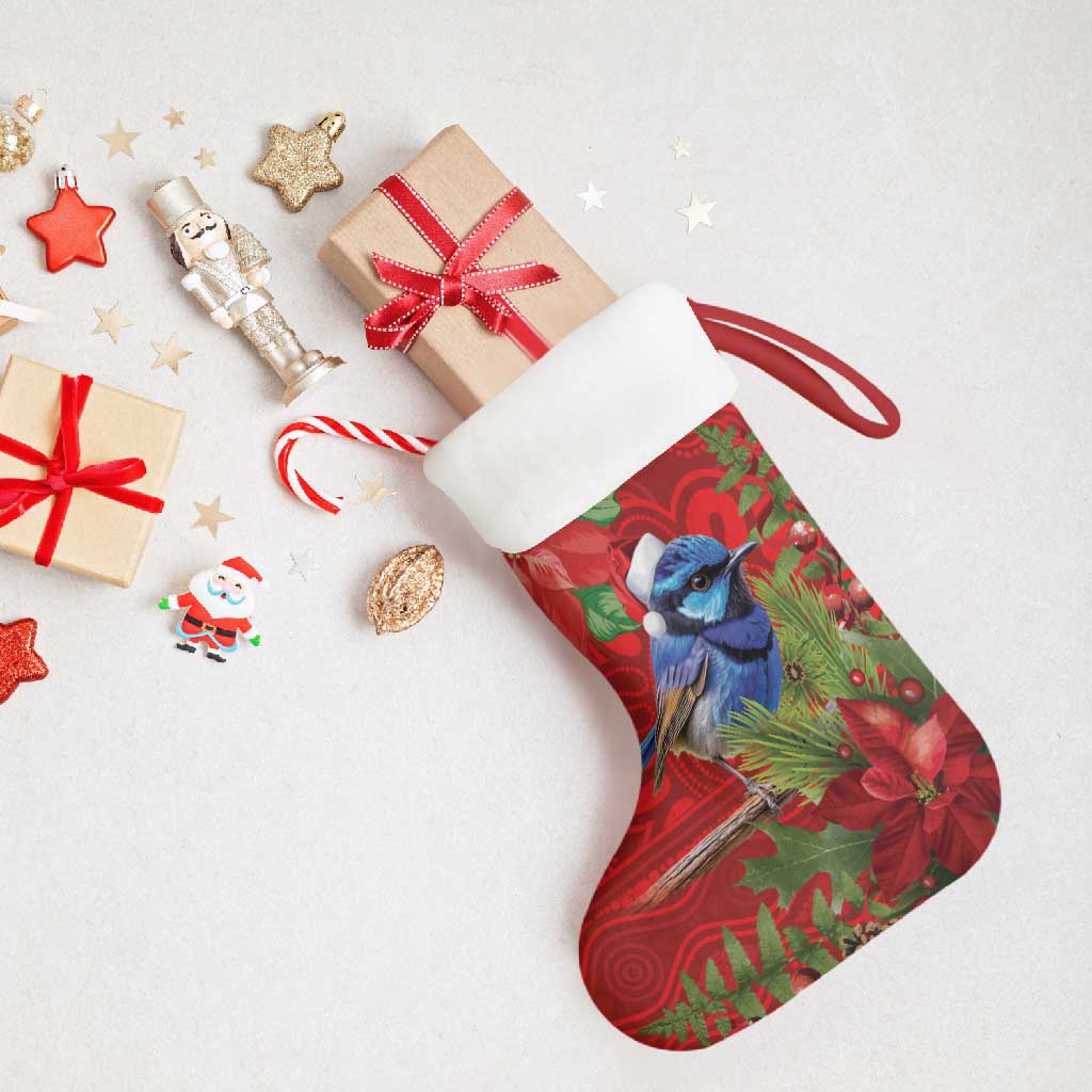 Aussie Superb Fairywren Bird Christmas Stocking Aboriginal Inspired Christmas - Aussie Hoodie
