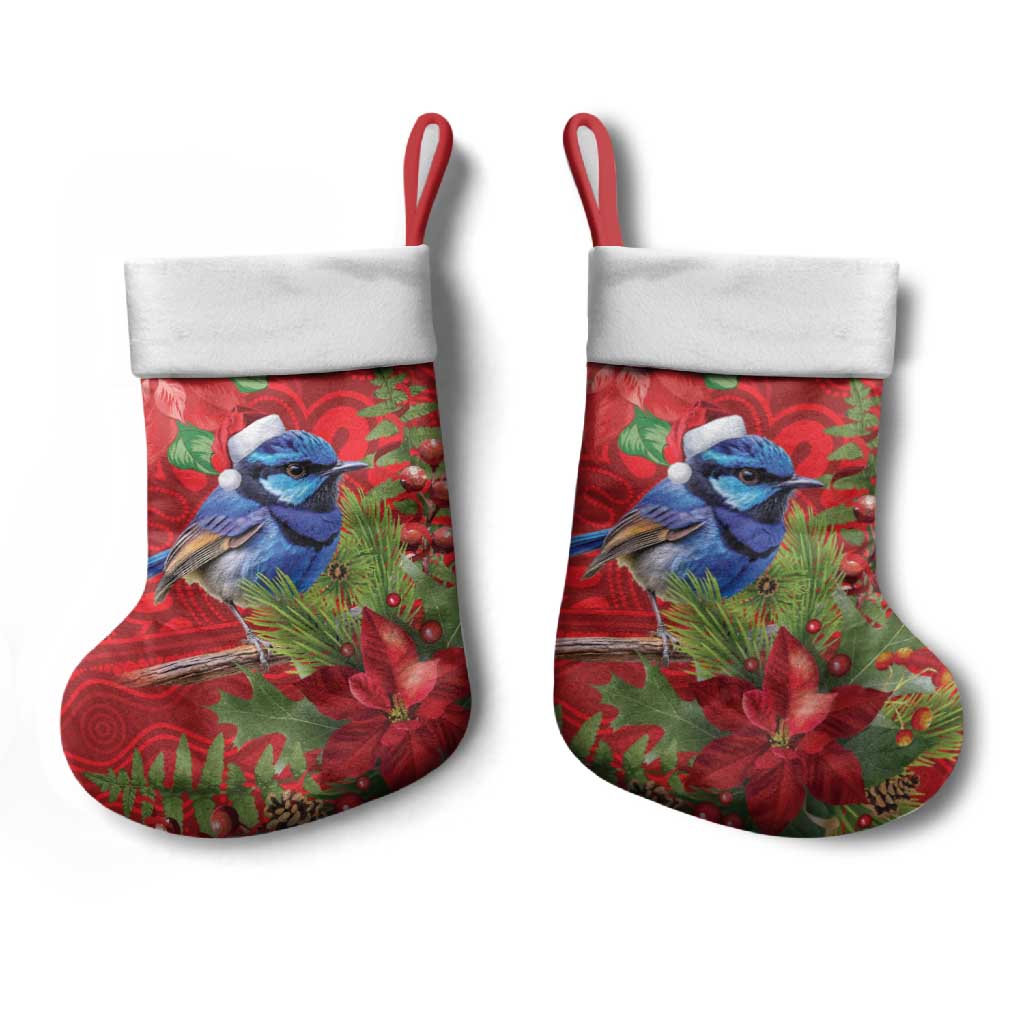 Aussie Superb Fairywren Bird Christmas Stocking Aboriginal Inspired Christmas - Aussie Hoodie