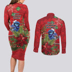 Aussie Superb Fairywren Bird Couples Matching Long Sleeve Bodycon Dress and Long Sleeve Button Shirt Aboriginal Inspired Christmas - Aussie Hoodie
