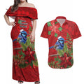 Aussie Superb Fairywren Bird Couples Matching Off Shoulder Maxi Dress and Hawaiian Shirt Aboriginal Inspired Christmas - Aussie Hoodie
