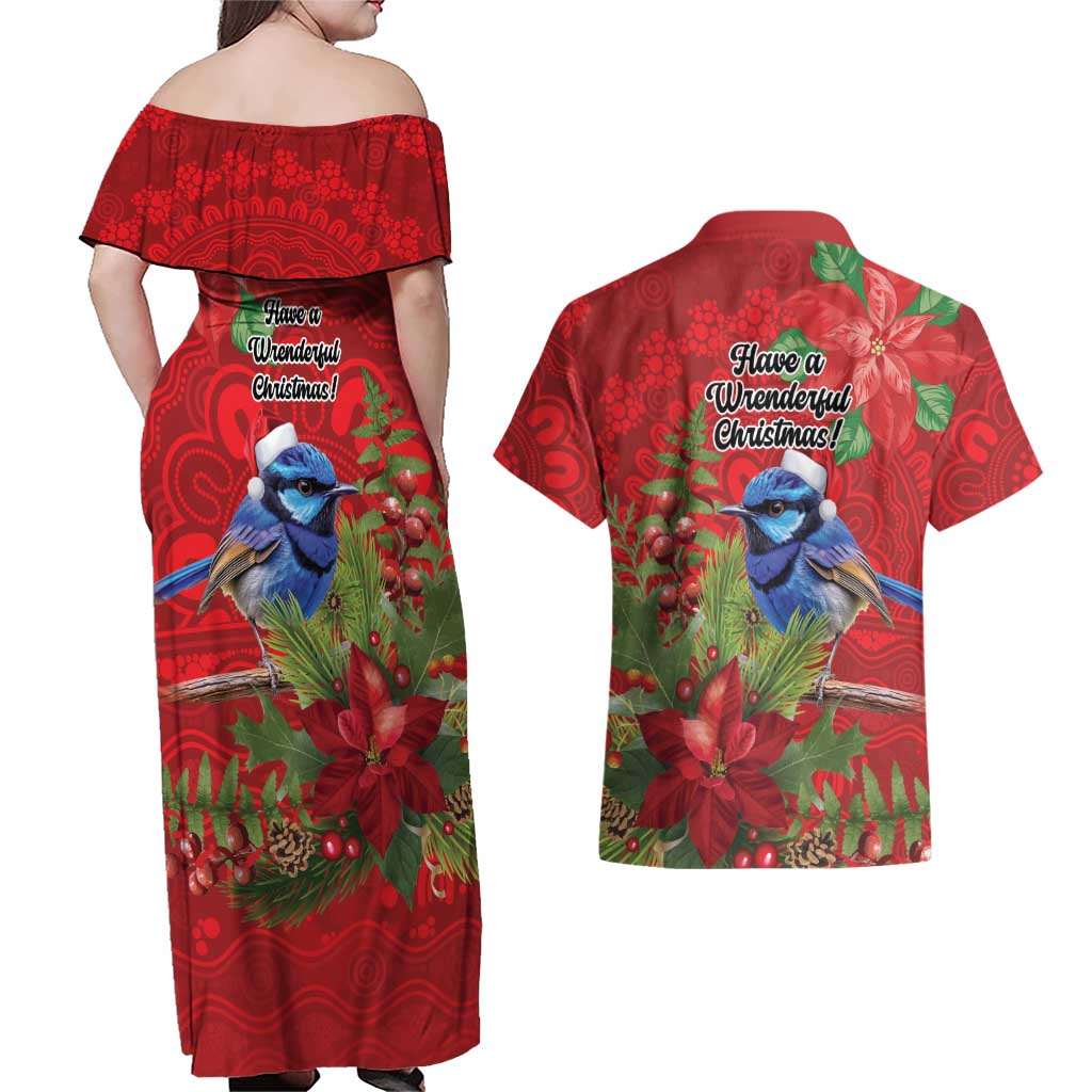 Aussie Superb Fairywren Bird Couples Matching Off Shoulder Maxi Dress and Hawaiian Shirt Aboriginal Inspired Christmas - Aussie Hoodie