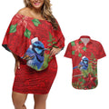 Aussie Superb Fairywren Bird Couples Matching Off Shoulder Short Dress and Hawaiian Shirt Aboriginal Inspired Christmas - Aussie Hoodie