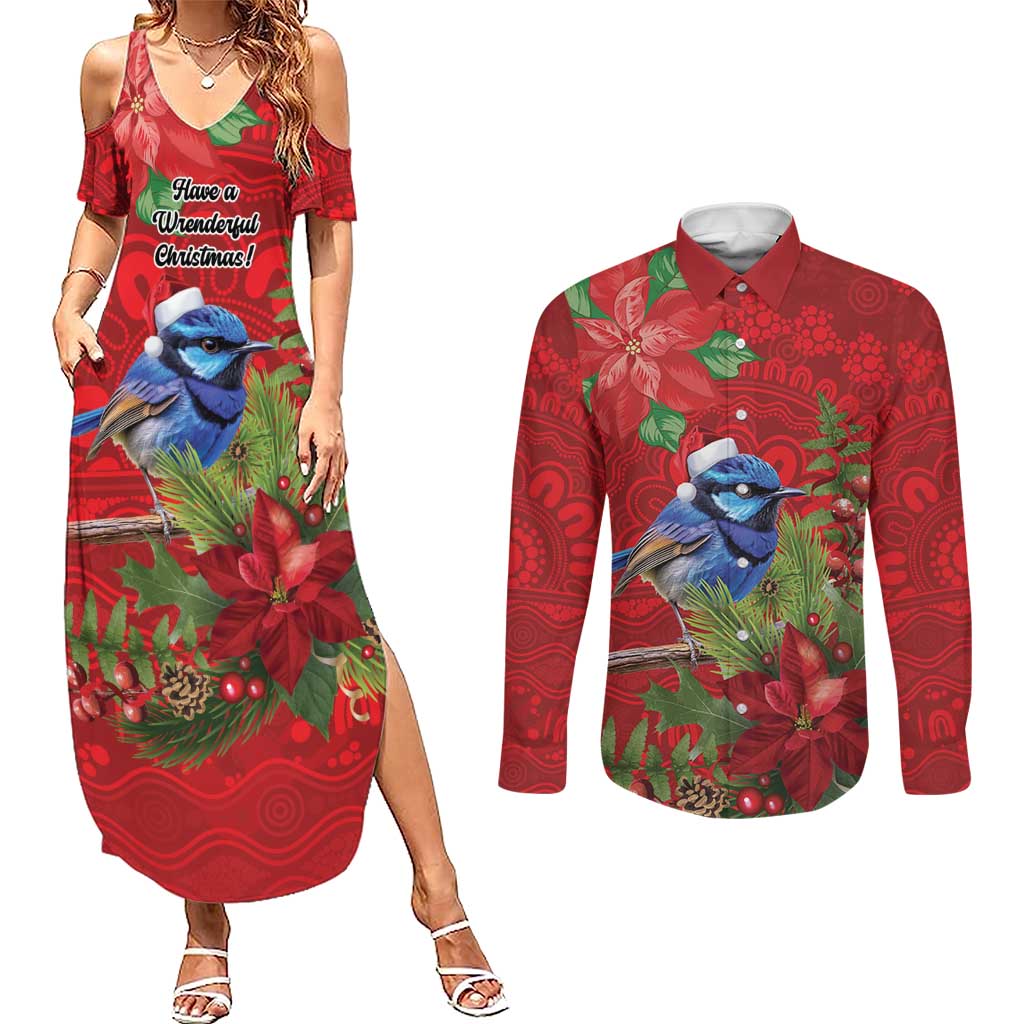 Aussie Superb Fairywren Bird Couples Matching Summer Maxi Dress and Long Sleeve Button Shirt Aboriginal Inspired Christmas - Aussie Hoodie