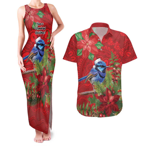 Aussie Superb Fairywren Bird Couples Matching Tank Maxi Dress and Hawaiian Shirt Aboriginal Inspired Christmas - Aussie Hoodie