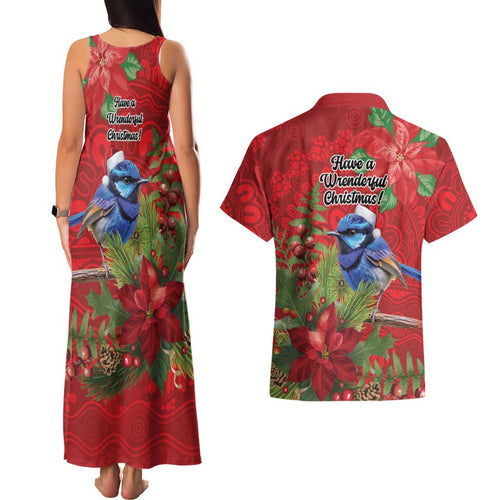 Aussie Superb Fairywren Bird Couples Matching Tank Maxi Dress and Hawaiian Shirt Aboriginal Inspired Christmas - Aussie Hoodie