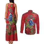 Aussie Superb Fairywren Bird Couples Matching Tank Maxi Dress and Long Sleeve Button Shirt Aboriginal Inspired Christmas - Aussie Hoodie