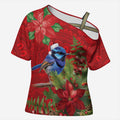 Aussie Superb Fairywren Bird Cross Shoulder Shirt Aboriginal Inspired Christmas - Aussie Hoodie