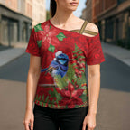 Aussie Superb Fairywren Bird Cross Shoulder Shirt Aboriginal Inspired Christmas - Aussie Hoodie