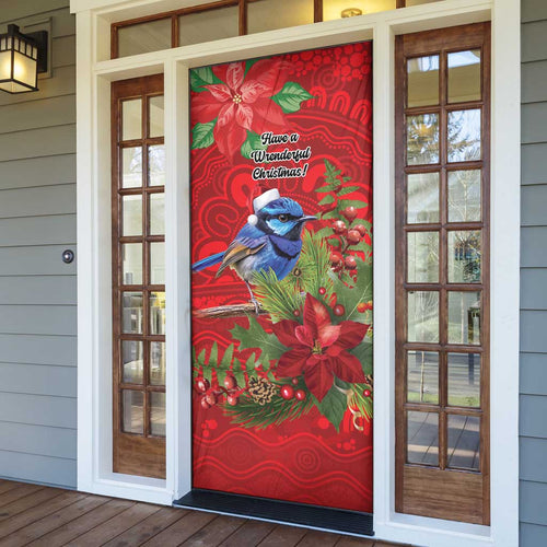 Aussie Superb Fairywren Bird Door Cover Aboriginal Inspired Christmas - Aussie Hoodie