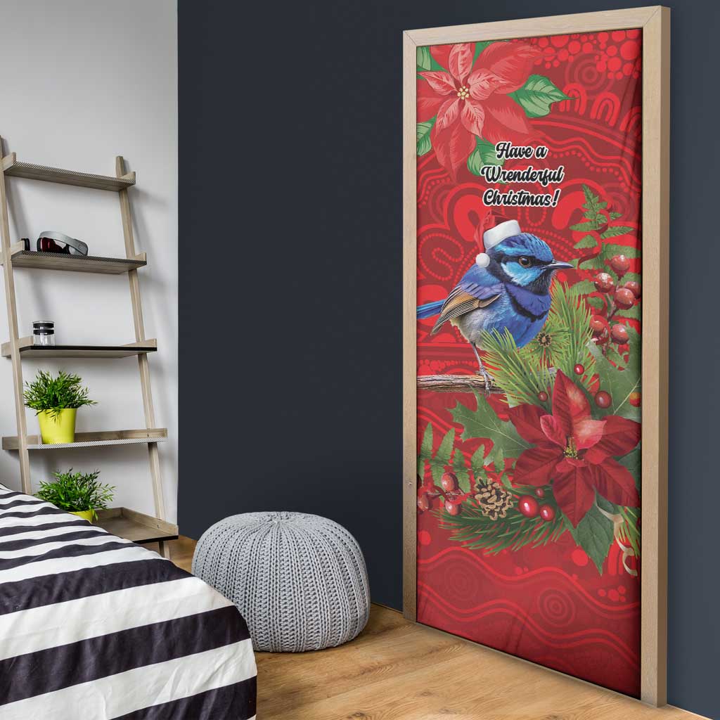 Aussie Superb Fairywren Bird Door Cover Aboriginal Inspired Christmas - Aussie Hoodie