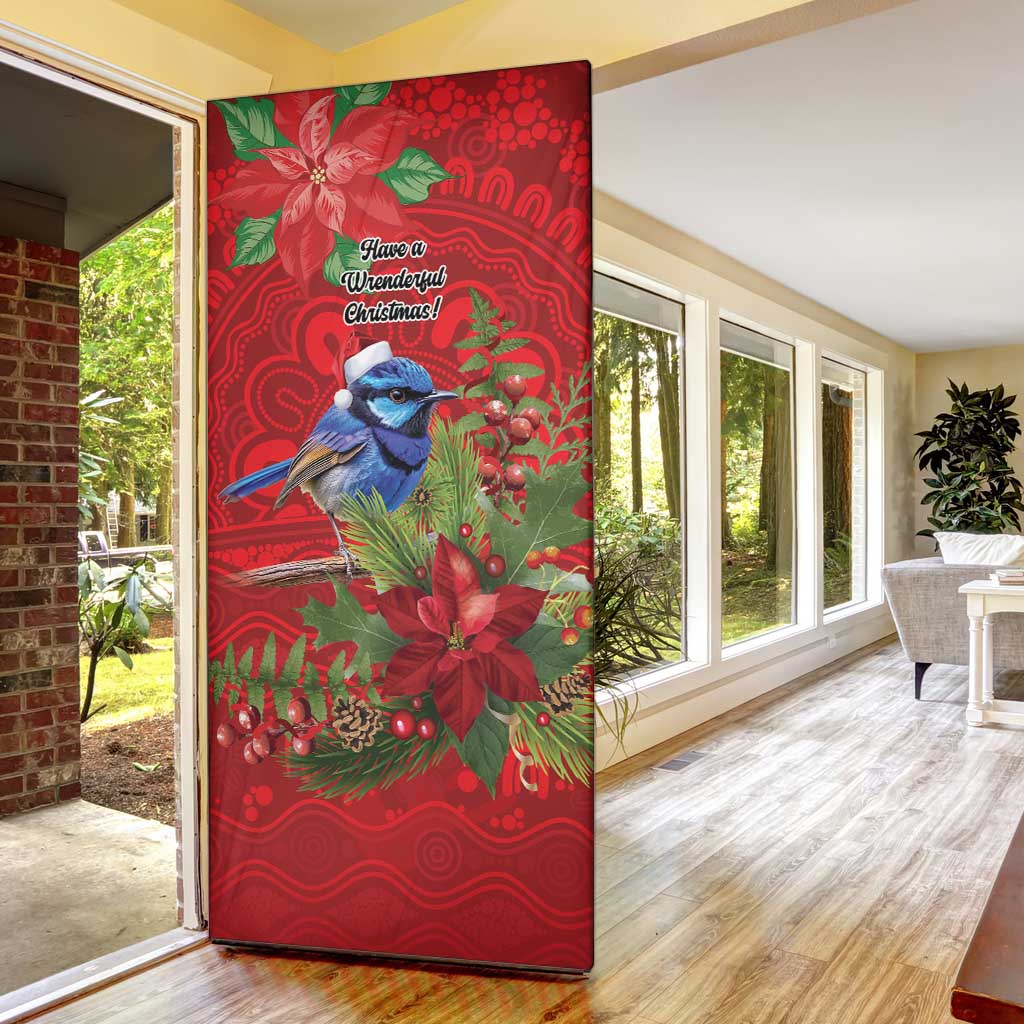 Aussie Superb Fairywren Bird Door Cover Aboriginal Inspired Christmas - Aussie Hoodie