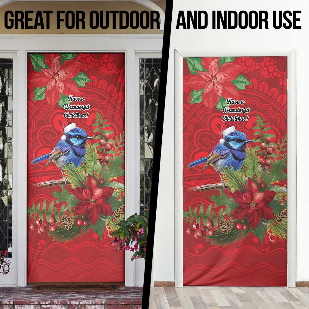 Aussie Superb Fairywren Bird Door Cover Aboriginal Inspired Christmas - Aussie Hoodie