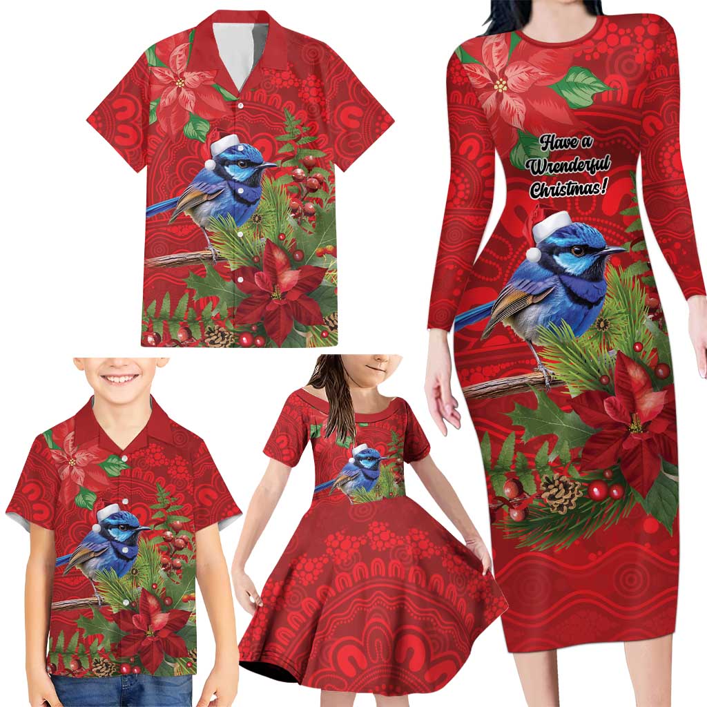 Aussie Superb Fairywren Bird Family Matching Long Sleeve Bodycon Dress and Hawaiian Shirt Aboriginal Inspired Christmas - Aussie Hoodie