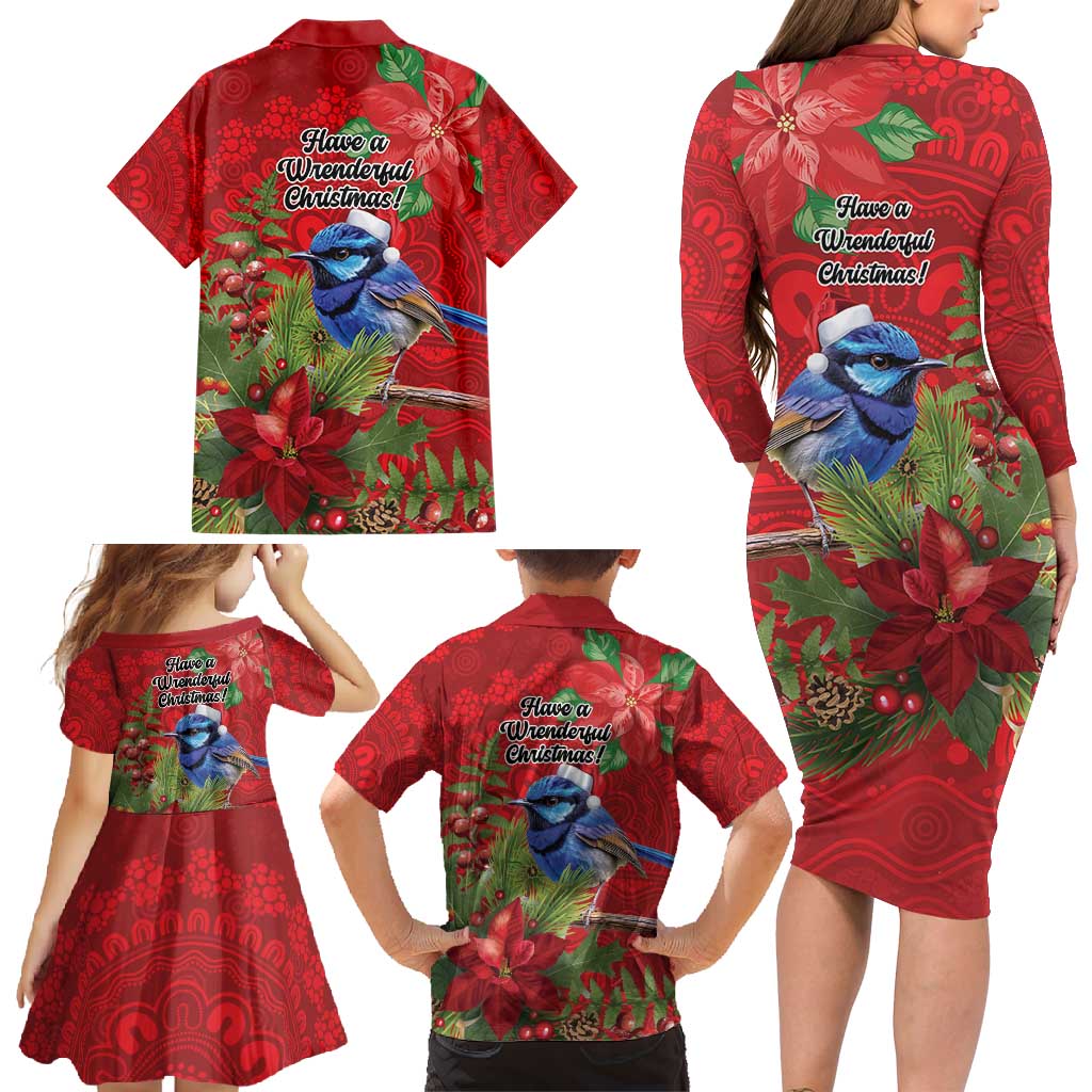 Aussie Superb Fairywren Bird Family Matching Long Sleeve Bodycon Dress and Hawaiian Shirt Aboriginal Inspired Christmas - Aussie Hoodie