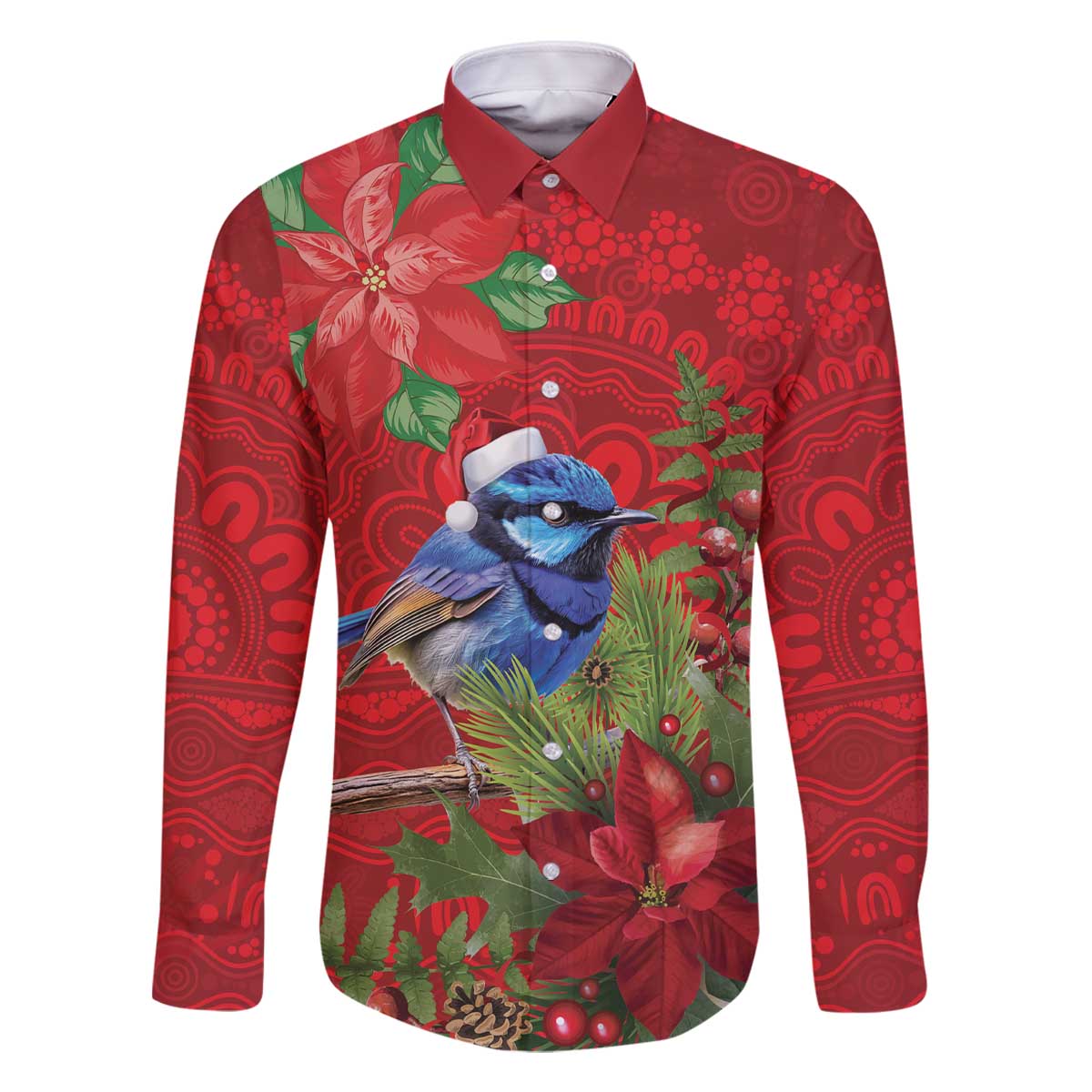 Aussie Superb Fairywren Bird Family Matching Off The Shoulder Long Sleeve Dress and Hawaiian Shirt Aboriginal Inspired Christmas - Aussie Hoodie