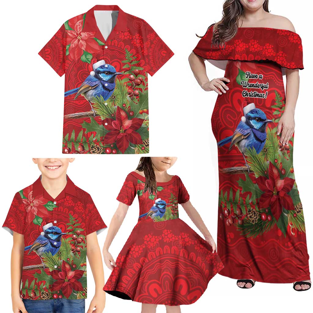 Aussie Superb Fairywren Bird Family Matching Off Shoulder Maxi Dress and Hawaiian Shirt Aboriginal Inspired Christmas - Aussie Hoodie