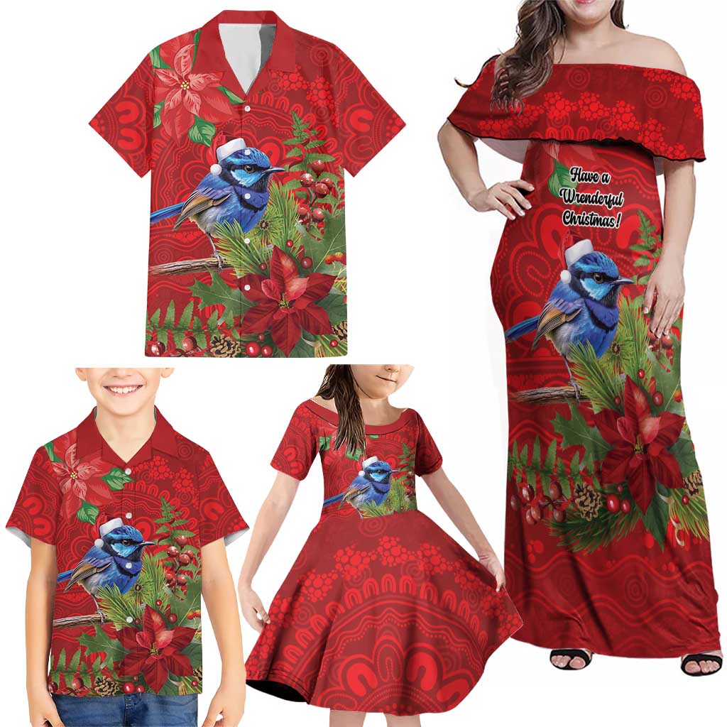 Aussie Superb Fairywren Bird Family Matching Off Shoulder Maxi Dress and Hawaiian Shirt Aboriginal Inspired Christmas - Aussie Hoodie