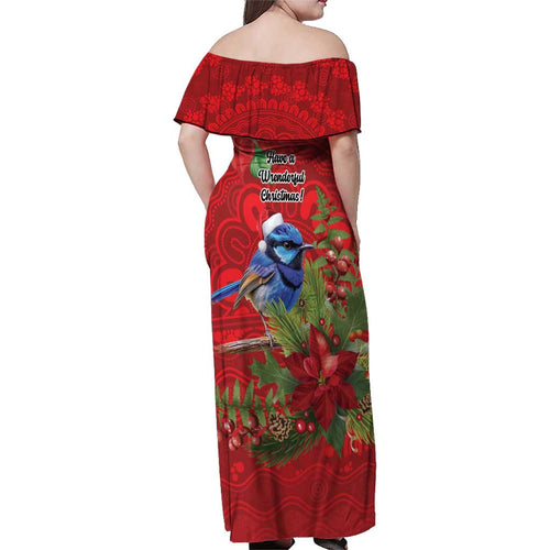 Aussie Superb Fairywren Bird Family Matching Off Shoulder Maxi Dress and Hawaiian Shirt Aboriginal Inspired Christmas - Aussie Hoodie