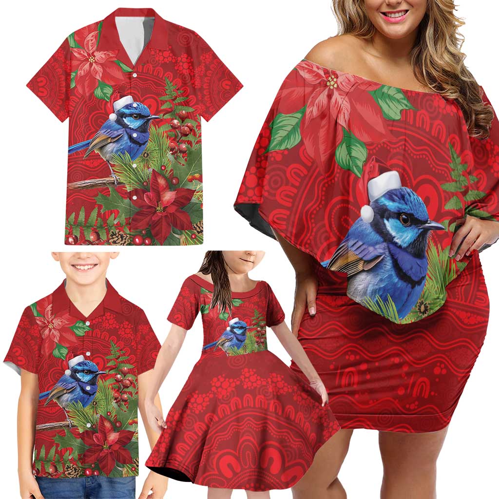 Aussie Superb Fairywren Bird Family Matching Off Shoulder Short Dress and Hawaiian Shirt Aboriginal Inspired Christmas - Aussie Hoodie