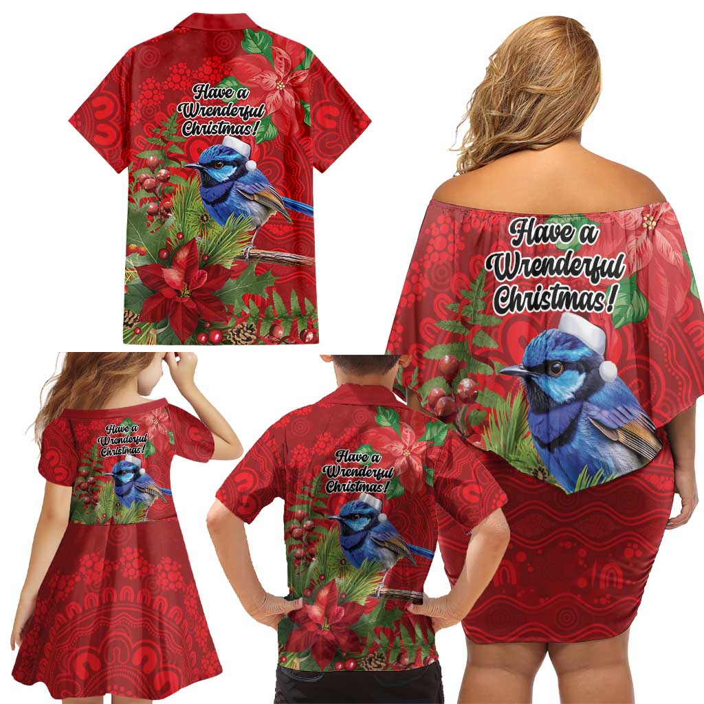 Aussie Superb Fairywren Bird Family Matching Off Shoulder Short Dress and Hawaiian Shirt Aboriginal Inspired Christmas - Aussie Hoodie