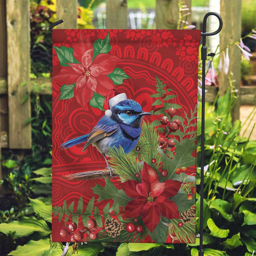 Aussie Superb Fairywren Bird Garden Flag Aboriginal Inspired Christmas - Aussie Hoodie